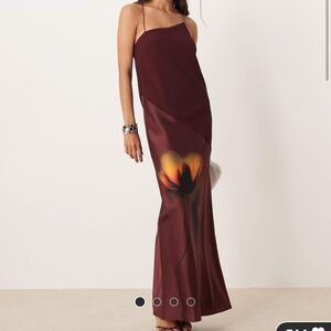 (NWT) ASOS Design draped satin chiffon cami maxi dress in placement